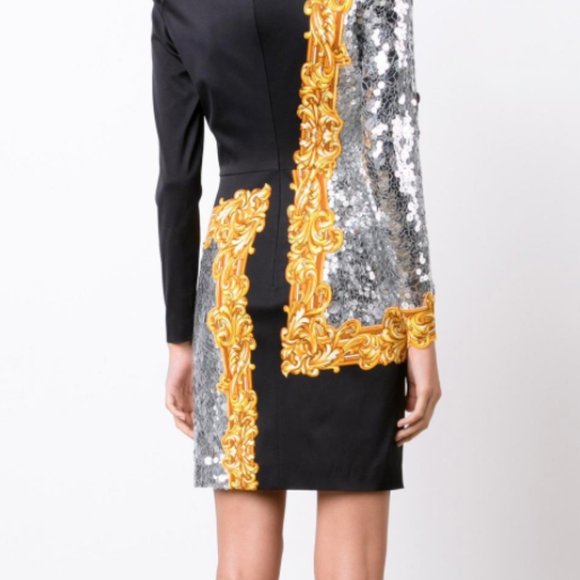 Long Sleeve Sequined Mirror Frame Cocktail Dress - Picture 3 of 15